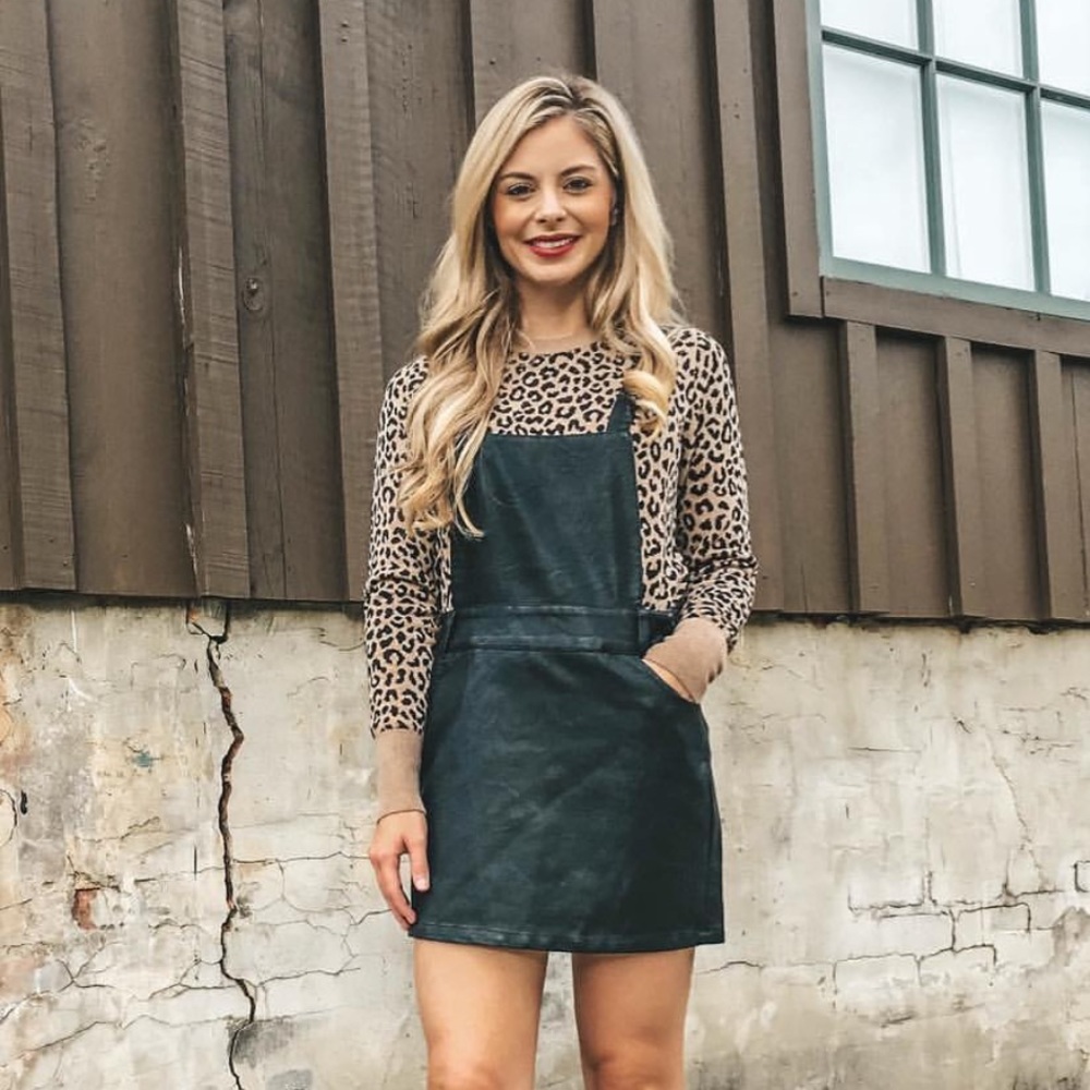 Leather overall dress